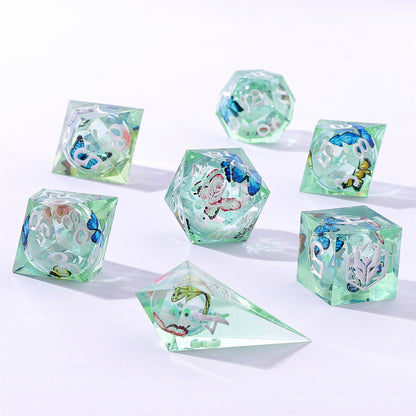 Sharp Edge Liquid Core RPG Dice Set - Butterfly Kaleidoscope
