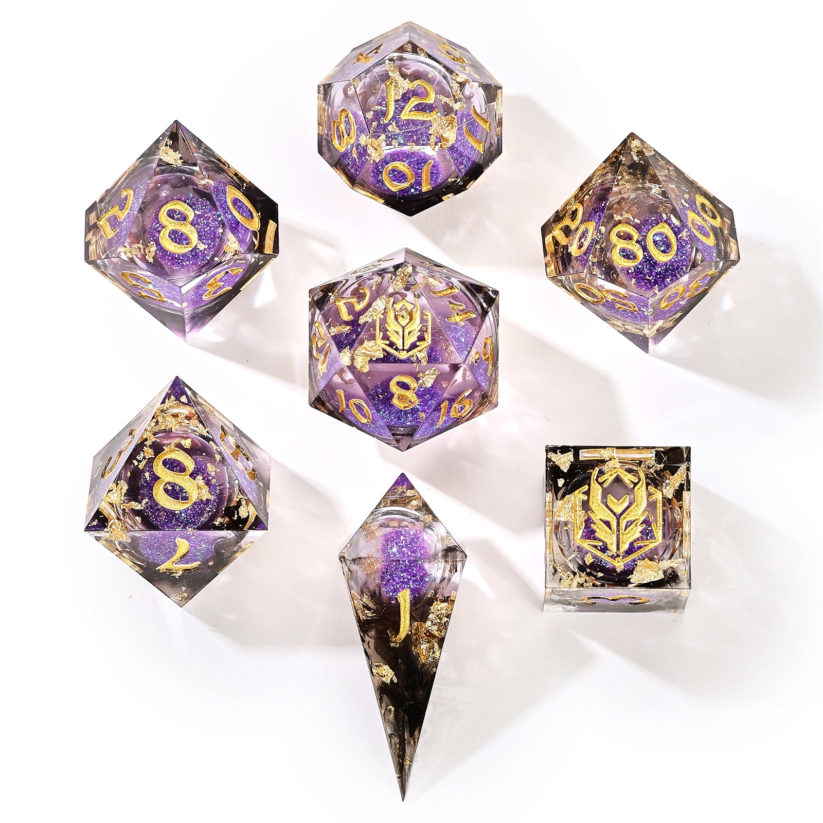 Sharp Edge Liquid Core RPG Dice Set - Midnight Velvet – HYMGHO Dice