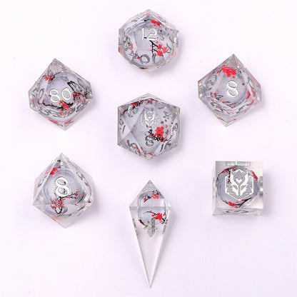 Sharp Edge Liquid Core RPG Dice Set - Plum Blossom