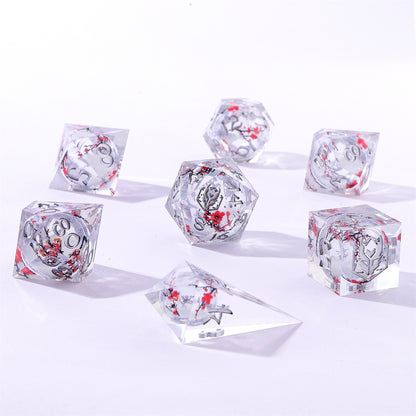 Sharp Edge Liquid Core RPG Dice Set - Plum Blossom