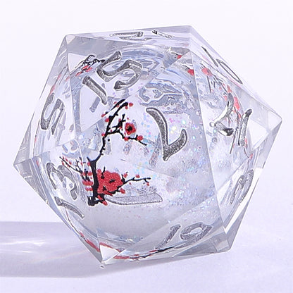 Sharp Edge Liquid Core RPG Dice Set - Plum Blossom