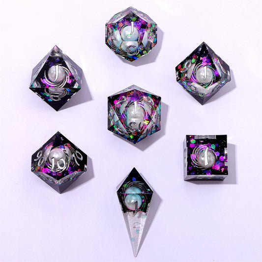 Captured Magic Sharp Edge Resin Dice Set - Celestial Pearl