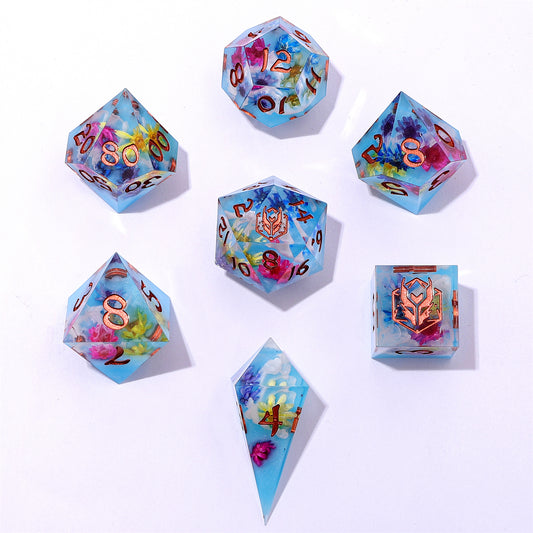 Captured Magic Sharp Edge Resin Dice Set - Floral Mirage