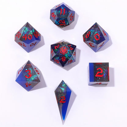 Captured Magic Sharp Edge Resin Dice Set - Sapphire Inferno