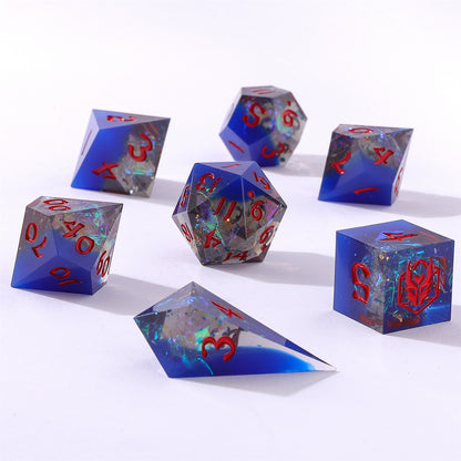 Captured Magic Sharp Edge Resin Dice Set - Sapphire Inferno