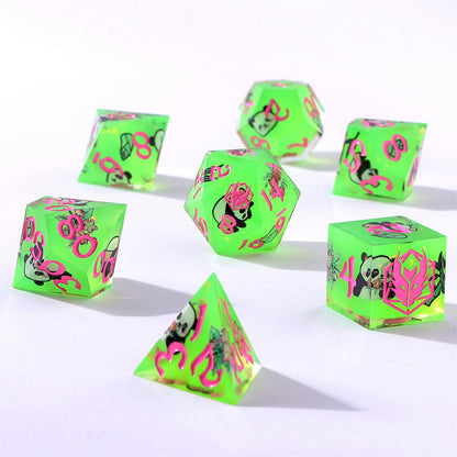 Captured Magic Sharp Edge Resin Dice Set - Pandemonium Green