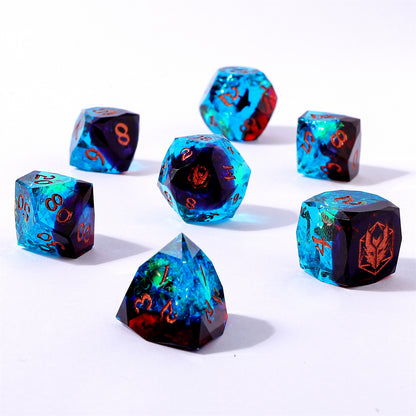 Captured Magic Luster Cut Resin Dice Set - Blue&Red