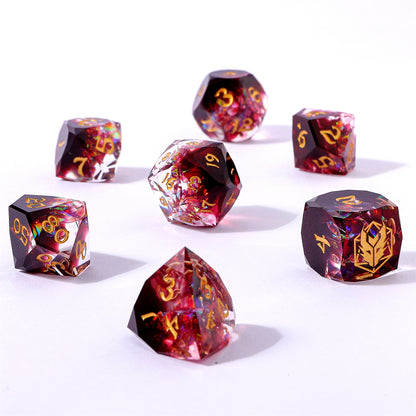 Captured Magic Luster Cut Resin Dice Set - Blood Crystal