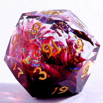 Captured Magic Luster Cut Resin Dice Set - Blood Crystal