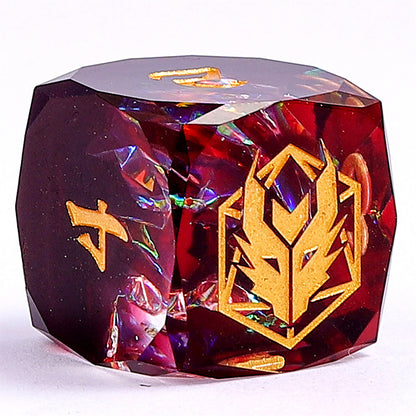Captured Magic Luster Cut Resin Dice Set - Blood Crystal