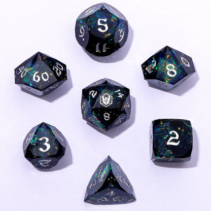 Captured Magic Luster Cut Resin Dice Set - Starry Night Silver