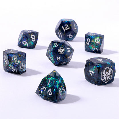 Captured Magic Luster Cut Resin Dice Set - Starry Night Silver