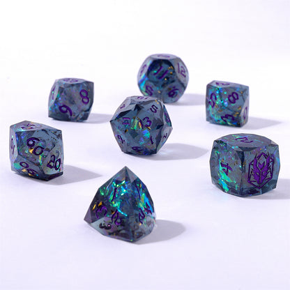 Captured Magic Luster Cut Resin Dice Set - Starry Night Purple