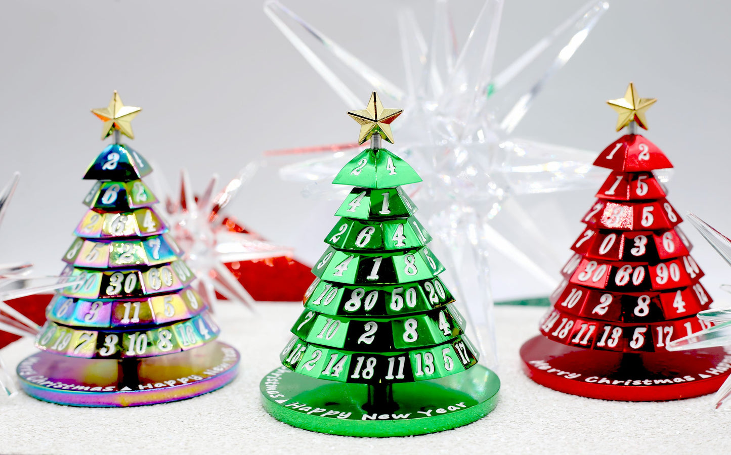 Metal Christmas Tree 7 Dice Set-Candy Red