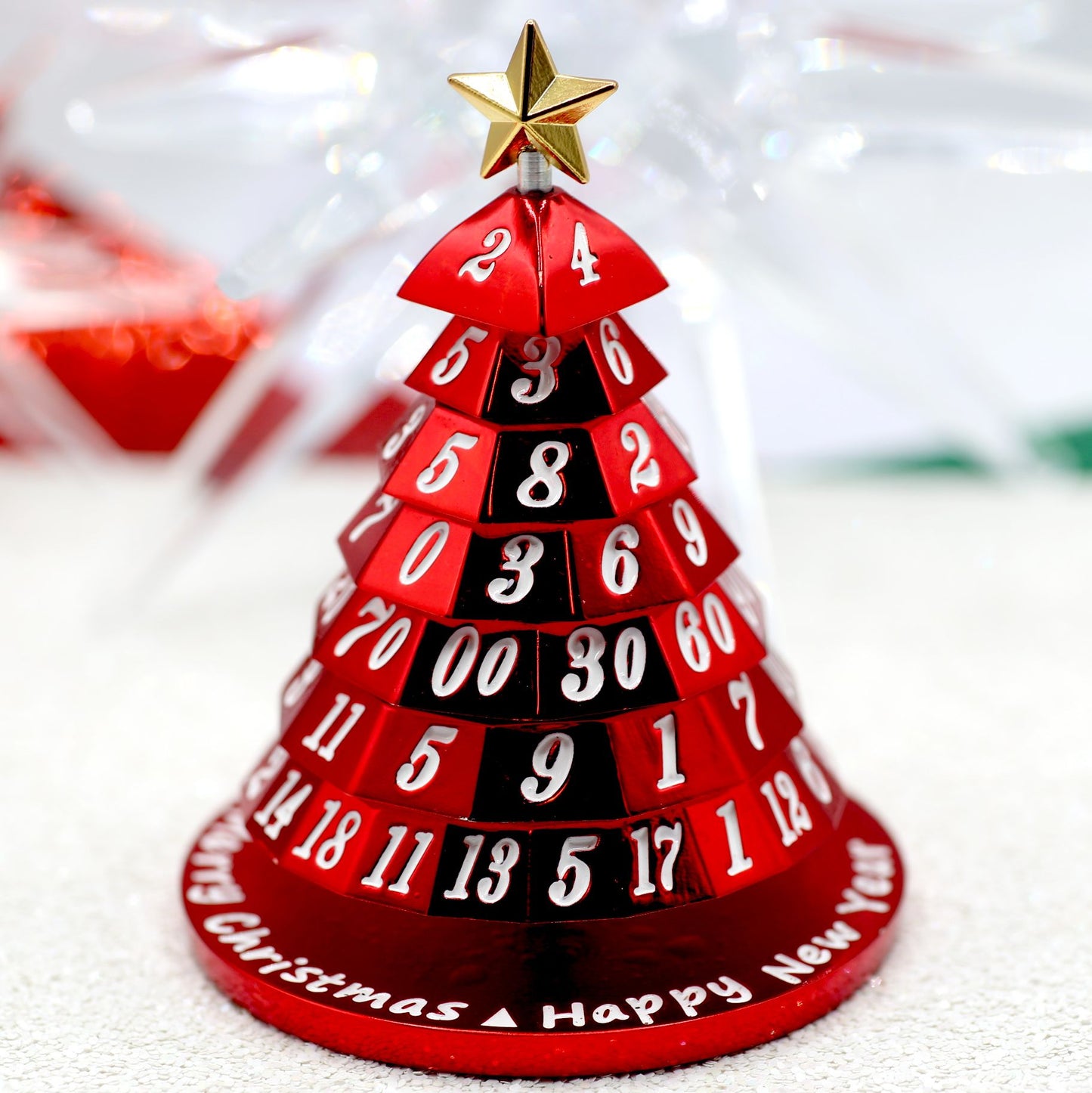 Metal Christmas Tree 7 Dice Set-Candy Red