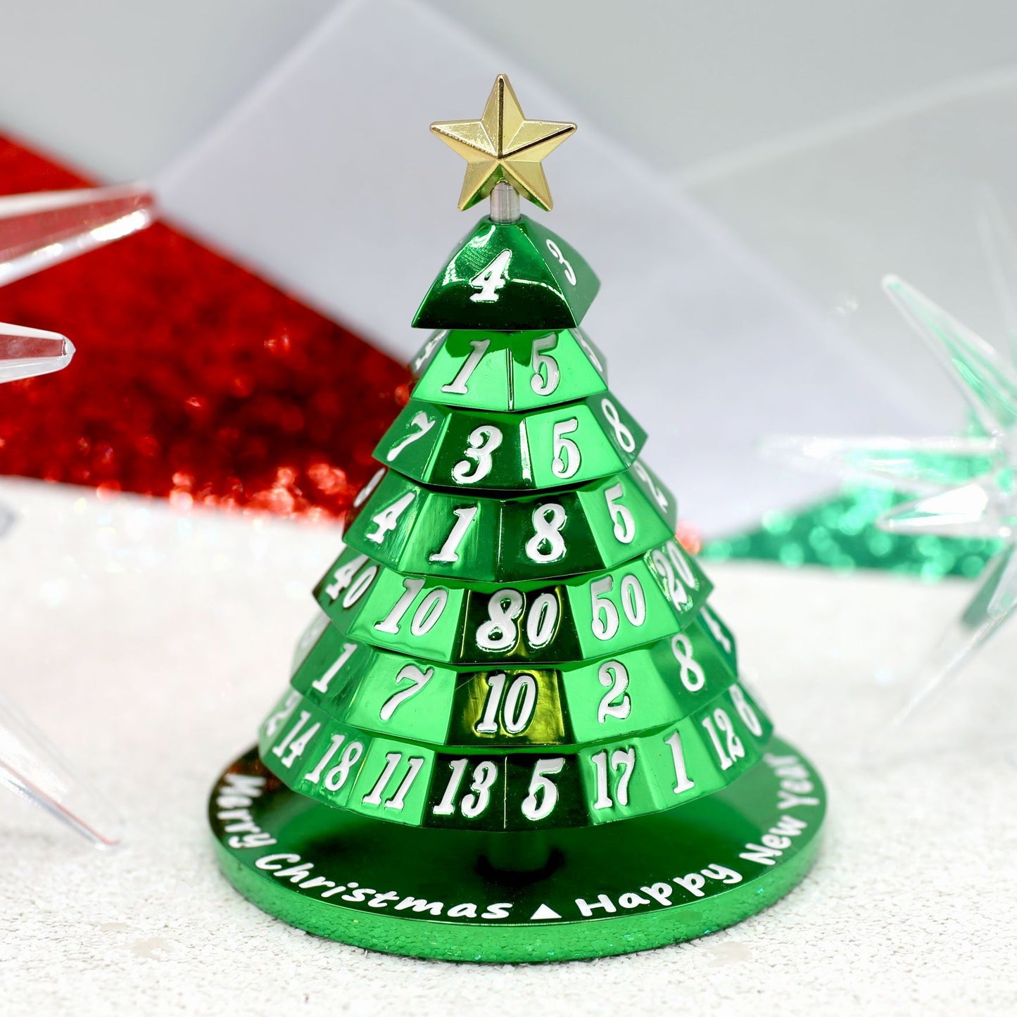 Metal Christmas Tree 7 Dice Set-Christmas Green