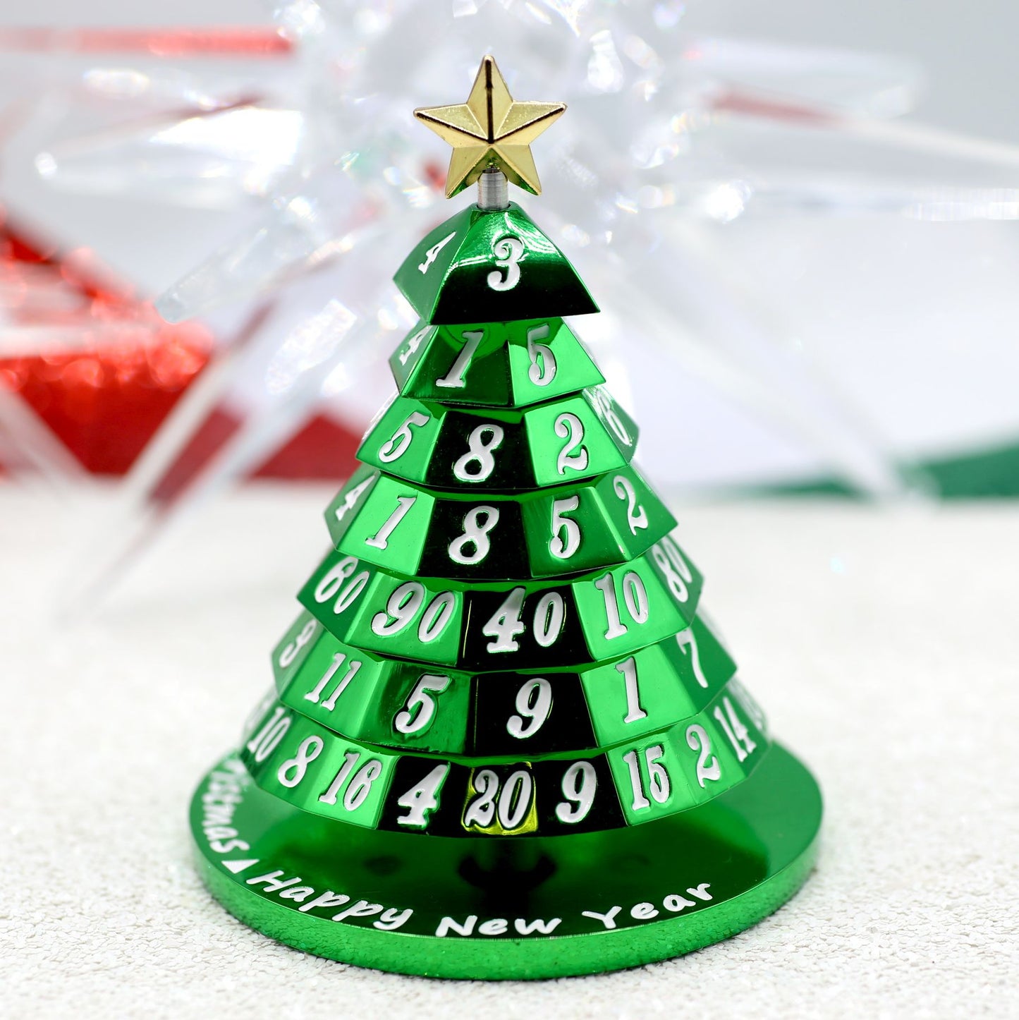 Metal Christmas Tree 7 Dice Set-Christmas Green