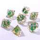 Sharp Edged Dice Set with Metal Green Dragon Inclusion