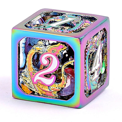 宝石が詰まったレインボーホロードラゴンダイスセット