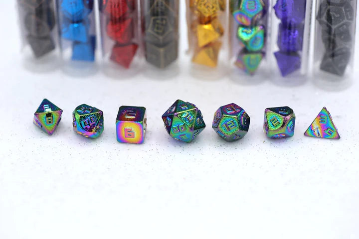 10MM Mini Metal RPG Dice Set- Rainbow