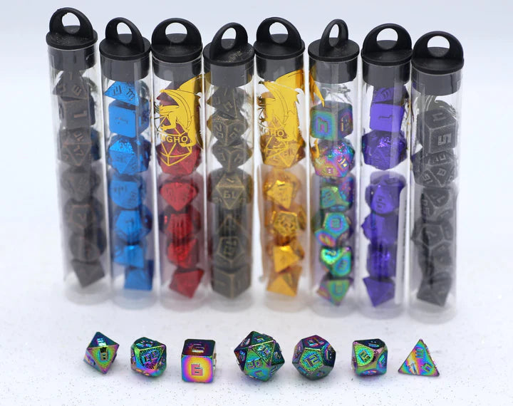 10MM Mini Metal RPG Dice Set- Rainbow