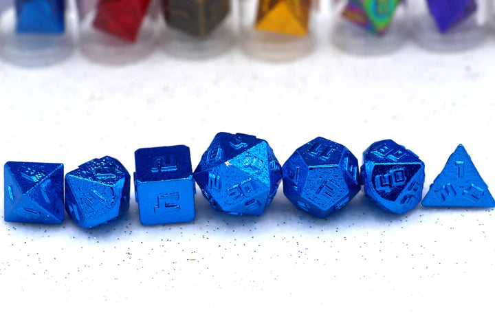 10MM Mini Metal RPG Dice Set- Blue