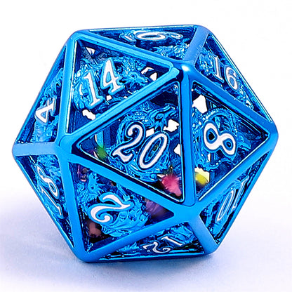 Hollow Dragon Dice Set filled with Gems Blue Dargon