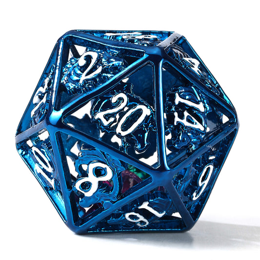 Hollow Dragon Dice Set filled with Gems Blue Dargon