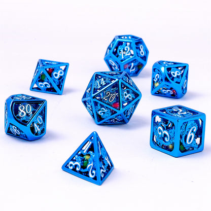 Hollow Dragon Dice Set filled with Gems Blue Dargon