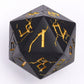 Barbarian 35mm Solid Metal Single D20 Spin Down - Matt Black with Gold