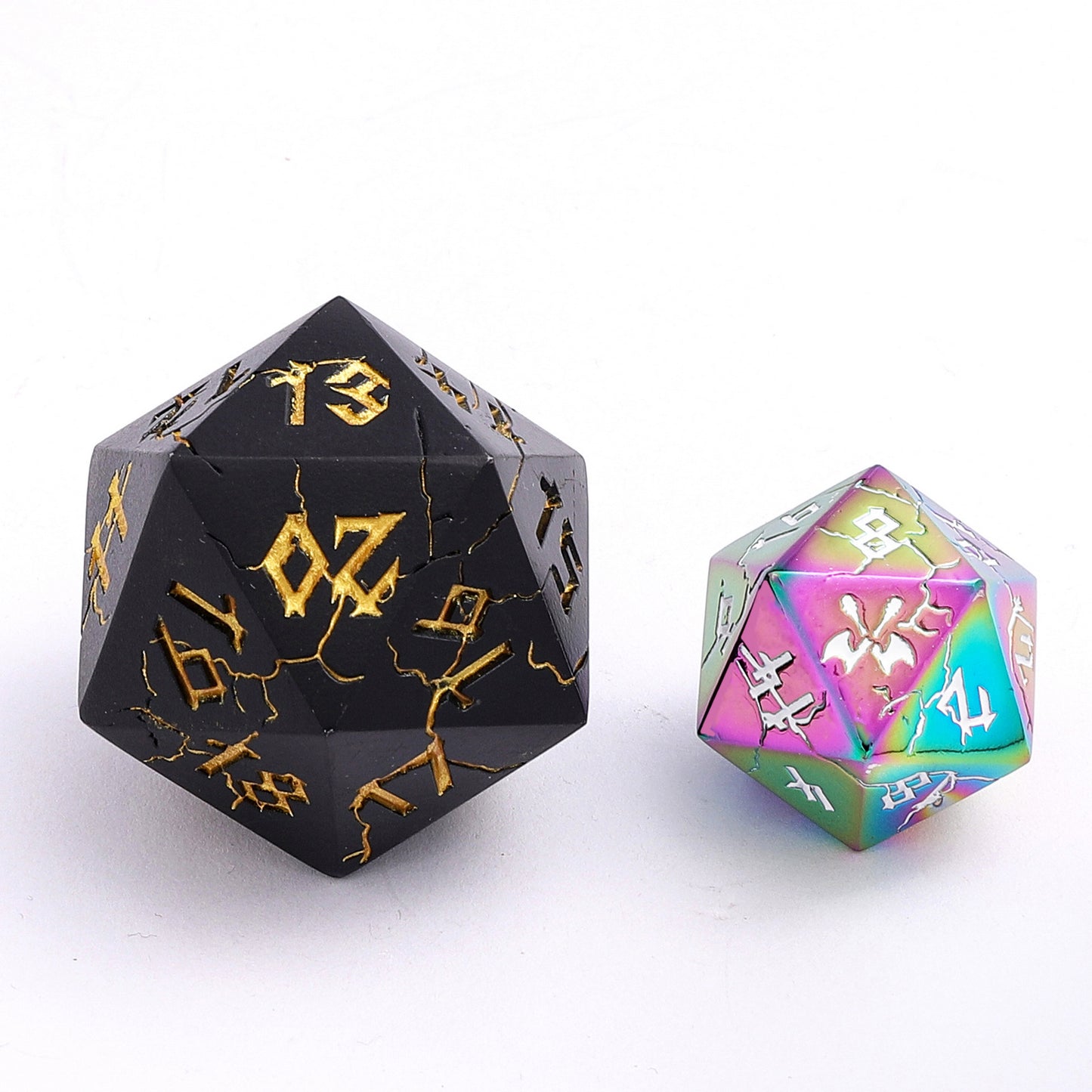 Barbarian 35mm Solid Metal Single D20 Spin Down - Matt Black with Gold