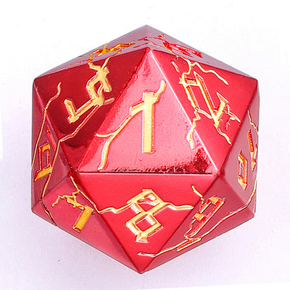 Barbarian 35mm Solid Metal Single D20 Spin Down - Red with Gold