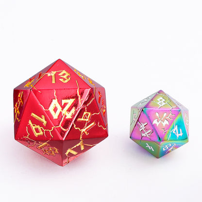 Barbarian 35mm Solid Metal Single D20 Spin Down - Red with Gold