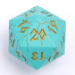 Barbarian 35mm Solid Metal Single D20 Spin Down - Turquoise with Gold