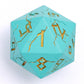 Barbarian 35mm Solid Metal Single D20 Spin Down - Turquoise with Gold