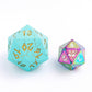 Barbarian 35mm Solid Metal Single D20 Spin Down - Turquoise with Gold