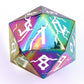 Barbarian 35mm Solid Metal Single D20 Spin Down - Chromatic Rainbow