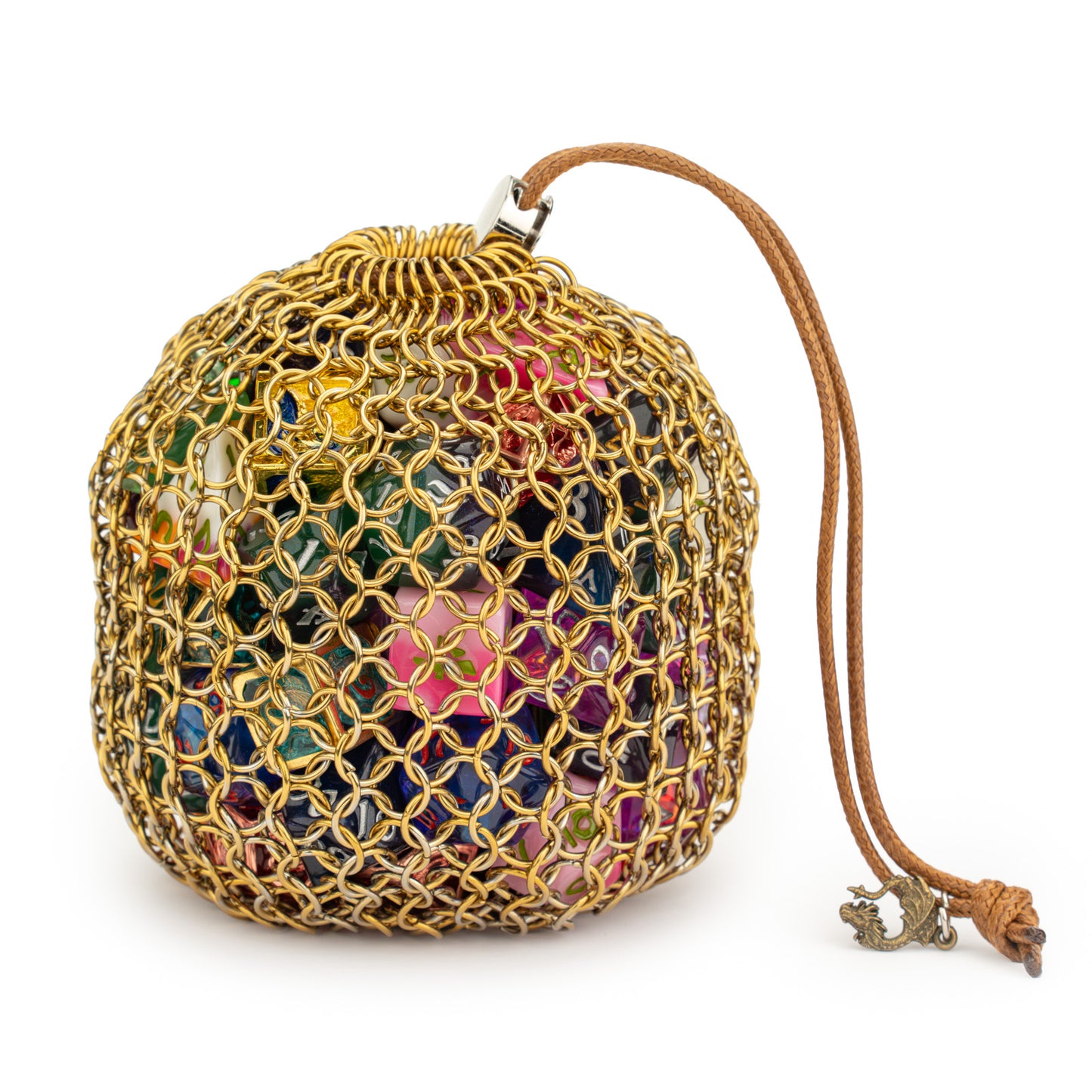 Hero's Chainmail Dice Bag-Gold