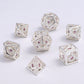 Hollow 10mm mini Dragon's Eye dice set-Shiny Silver with Pink Gems