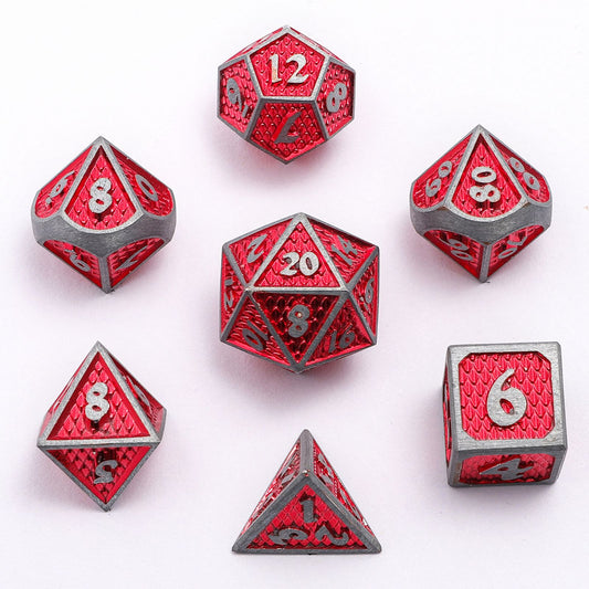 Mini Behemoth Metal Dice Set-Brushed Red