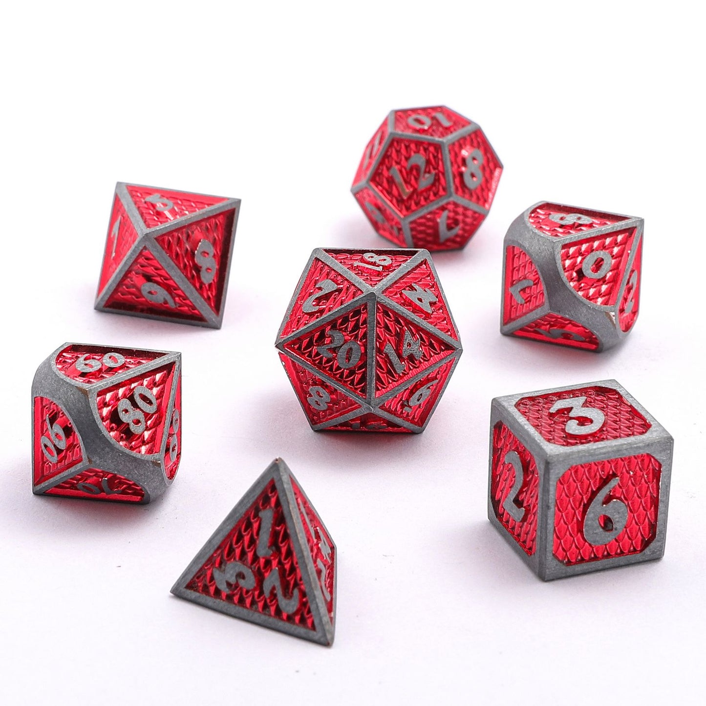 Mini Behemoth Metal Dice Set-Brushed Red