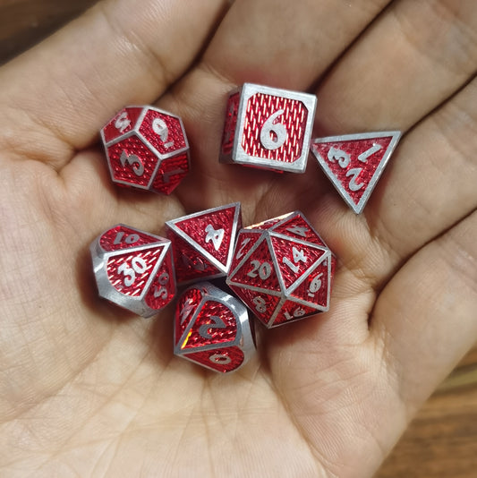 Mini Behemoth Metal Dice Set-Brushed Red