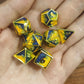 Mini Behemoth Metal RPG Dice Set-Gold w/Yellow&Blue