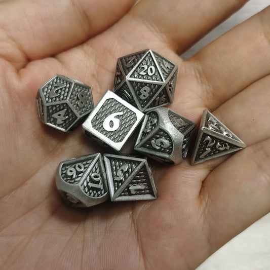 Mini Behemoth Metal Dice Set-Ancient Silver