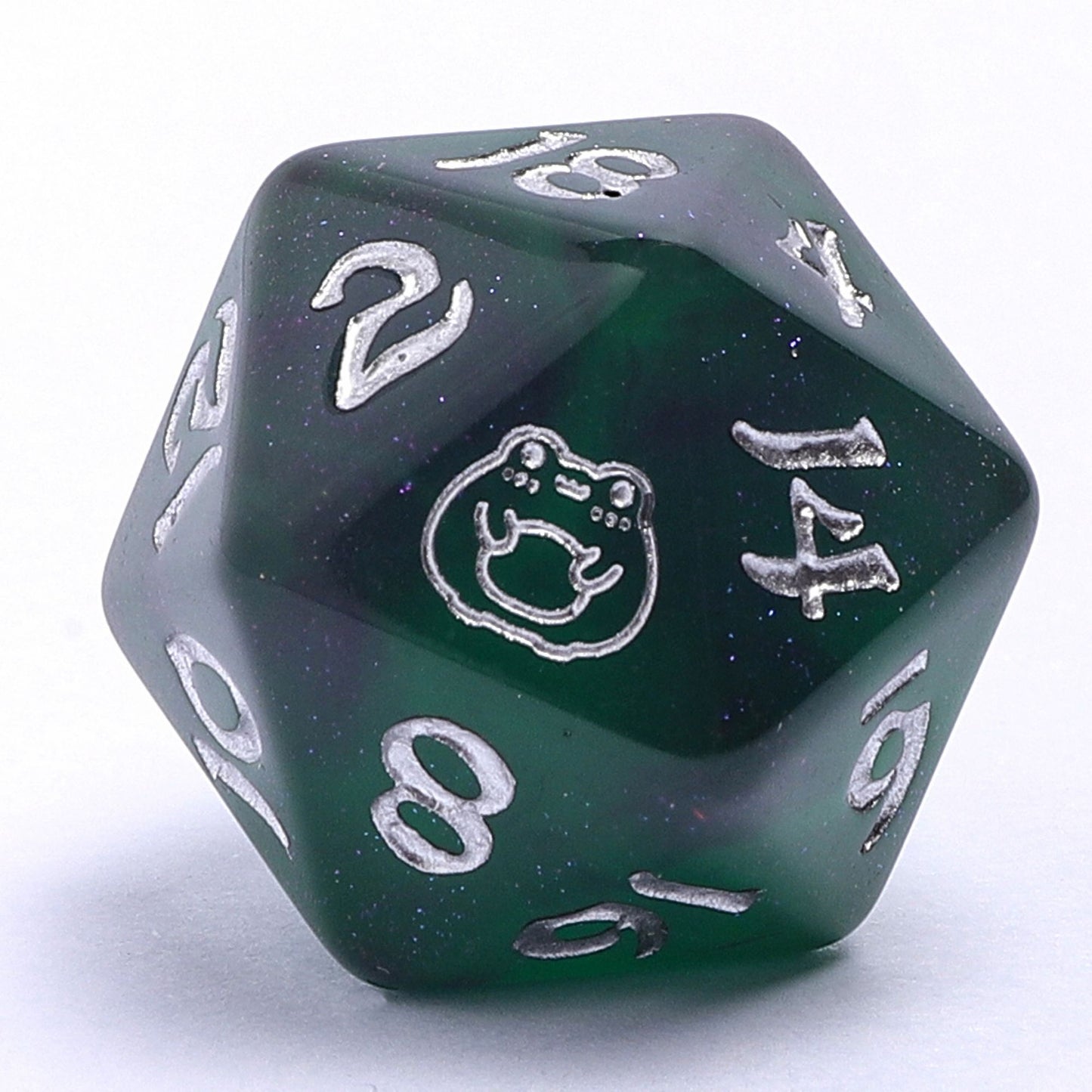 Bog Frog RPG Dice Set Glow in the dark-Silver