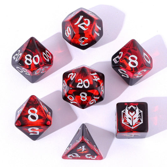 Wyrmforged Rollers Rounded Edge Resin Dragon's Eye Dice Set-Red