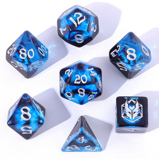 Wyrmforged Rollers Rounded Edge Resin Dragon's Eye Dice Set-Blue