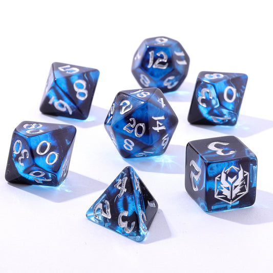 Wyrmforged Rollers Rounded Edge Resin Dragon's Eye Dice Set-Blue