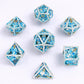 Skull's Grin Hollow Metal Dice Set-Glow in the dark blue