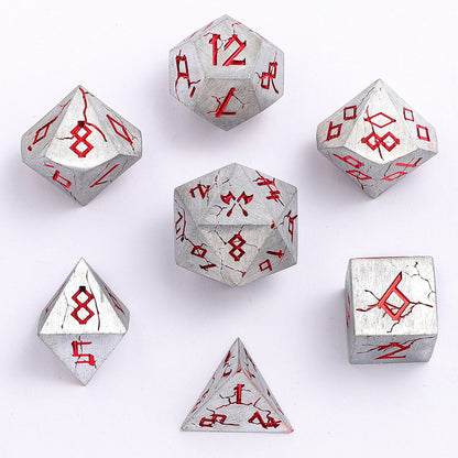 Barbarian Solid Metal Polyhedral Dice Set - Brushed Red